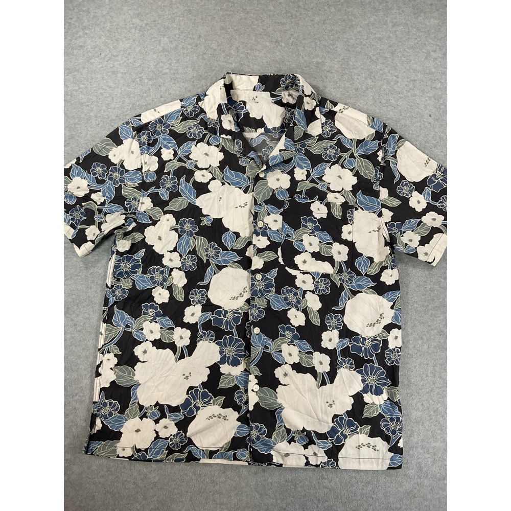 Abercrombie & Fitch Mens Relaxed Floral Short Sleeve Button Up Shirt Navy M 2745
